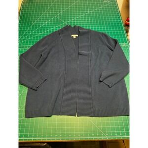 JM Collection Womens XL Navy Blue Ribbed Shawl Collar Open Front CardiganSweater